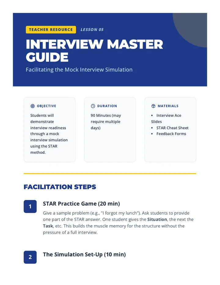 Interview Master Teacher Guide
