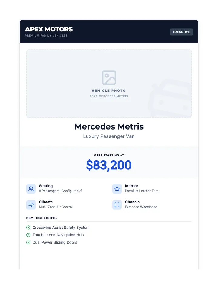 Metris Showroom Flyer