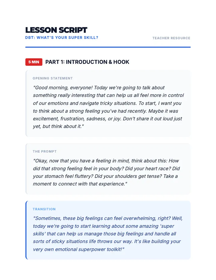 DBT Lesson Script