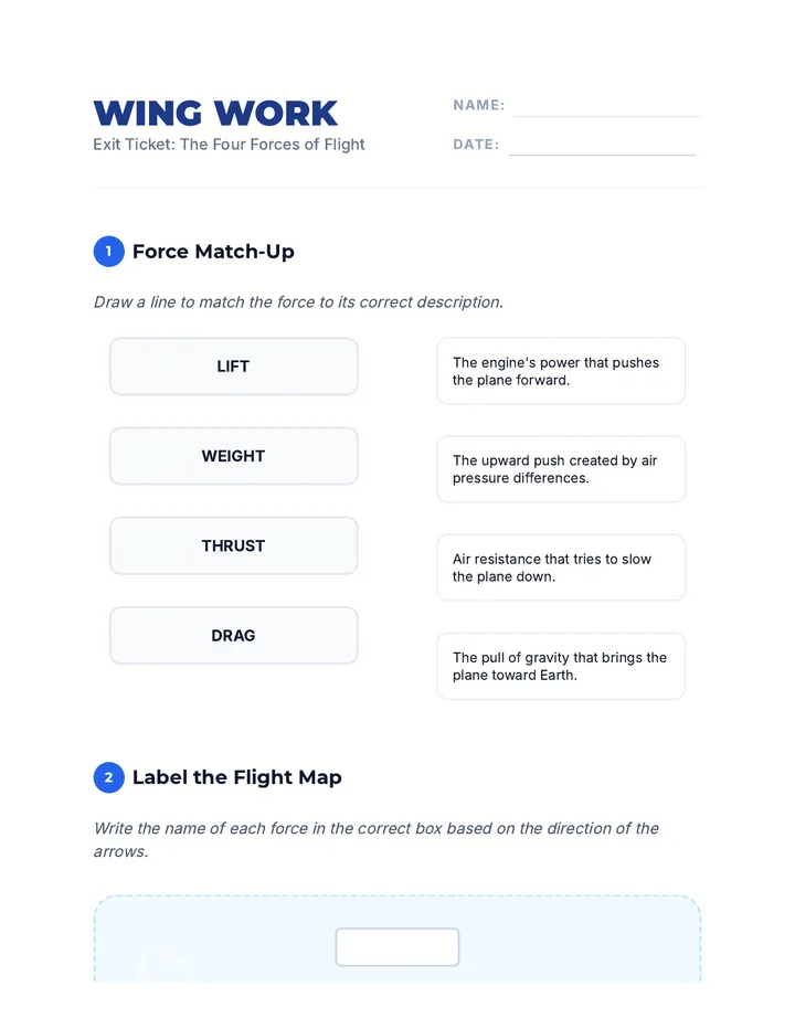 Wing Work Exit Ticket
