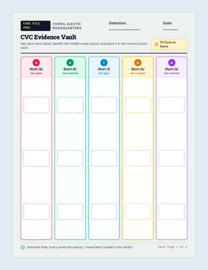 CVC Sound Sort Worksheet