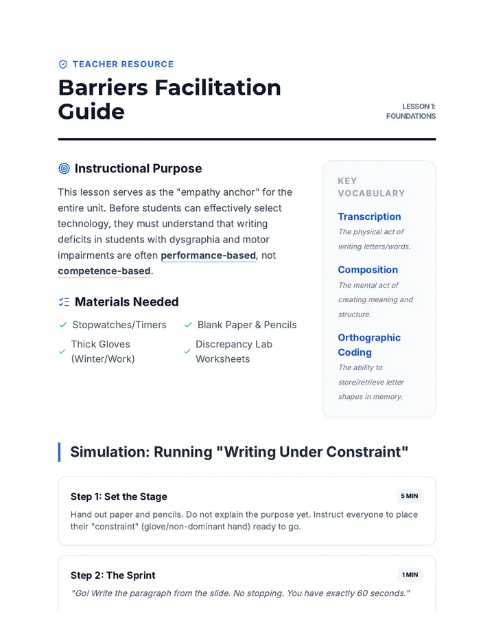 Barriers Teacher Guide