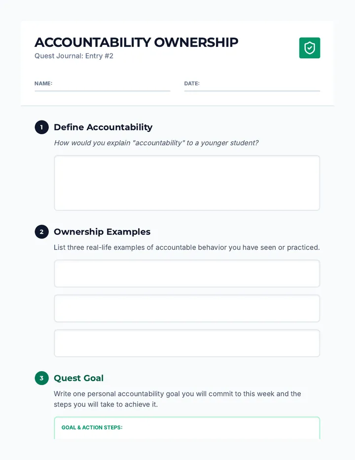 Accountability Definition Worksheet