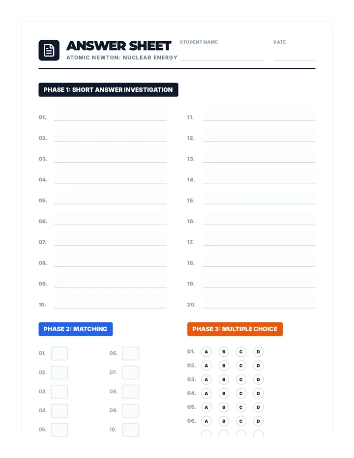 Atomic Newton Answer Page