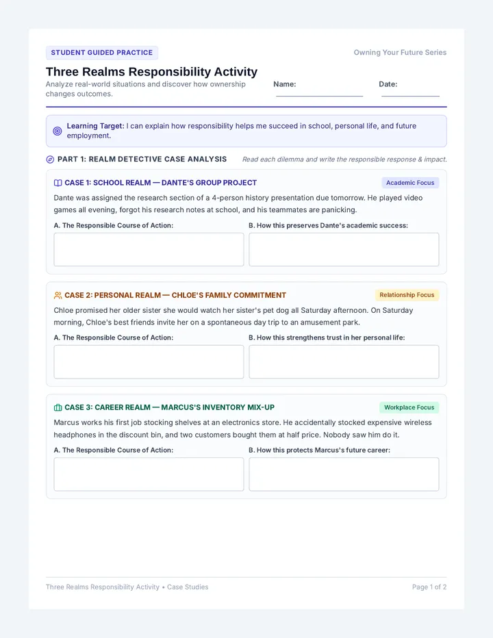Three Realms Responsibility Activity