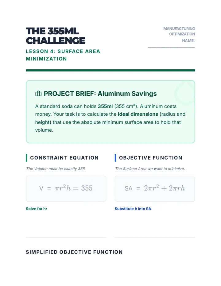 The 355ml Challenge Worksheet