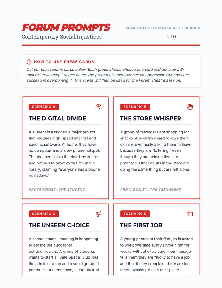 Social Justice Scenarios Card Deck