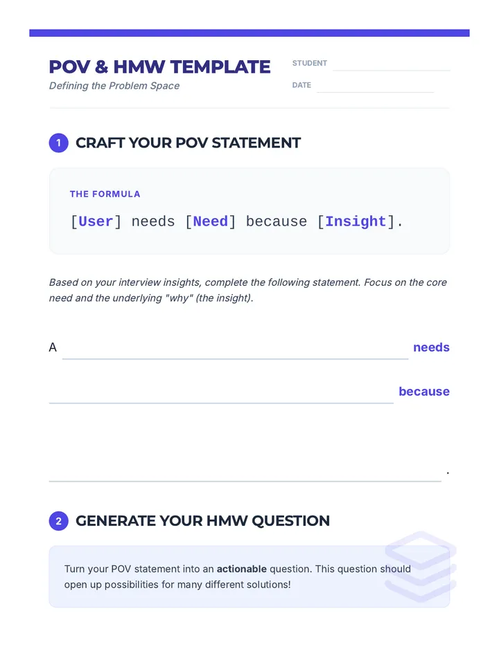 POV and HMW Template Worksheet