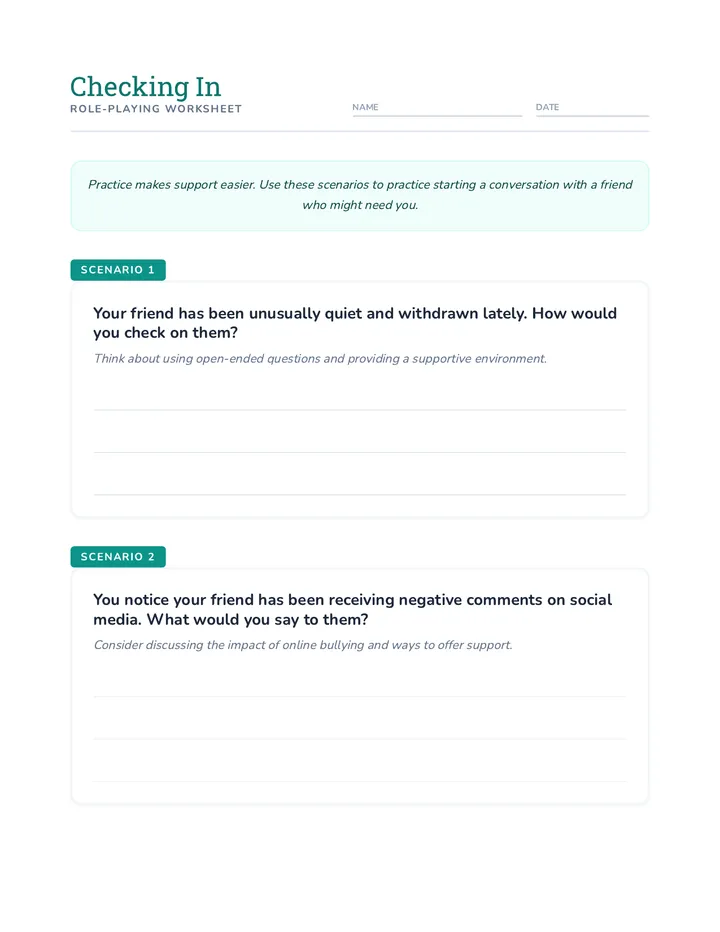 Connection Practice Worksheet