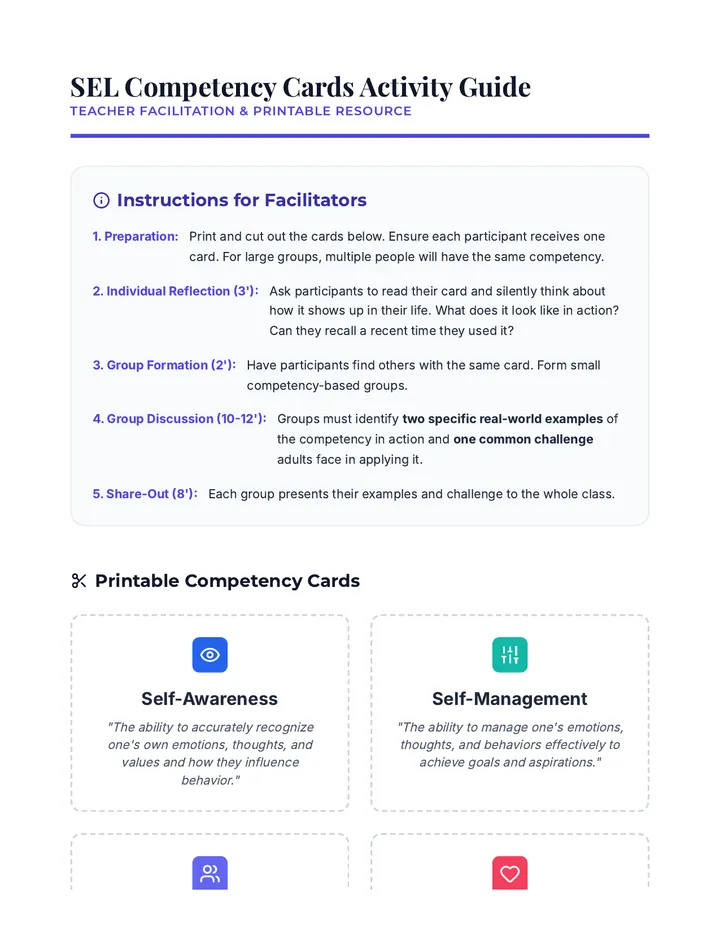 SEL Competency Cards Activity Guide