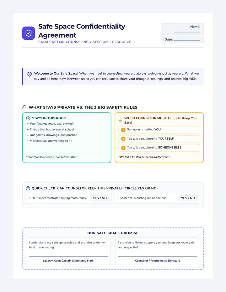 Safe Space Agreement Worksheet