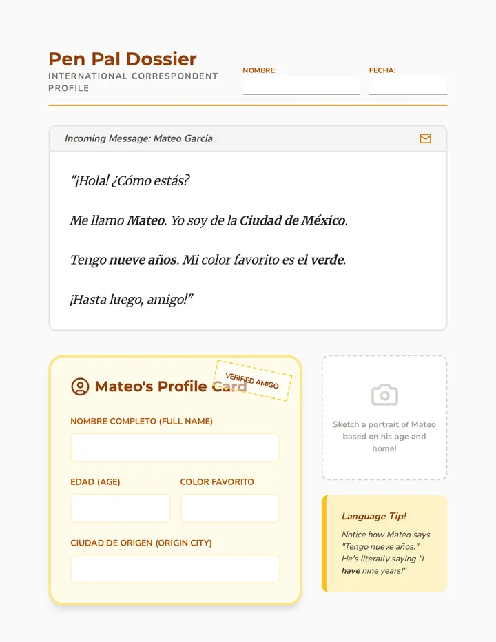 Mateo Profile Worksheet