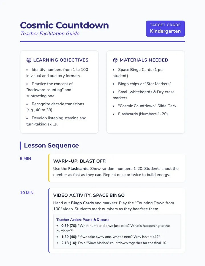 Cosmic Countdown Teacher Guide