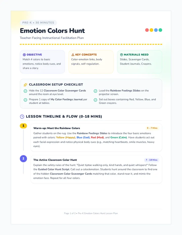 Color Hunt Plan Teacher Guide