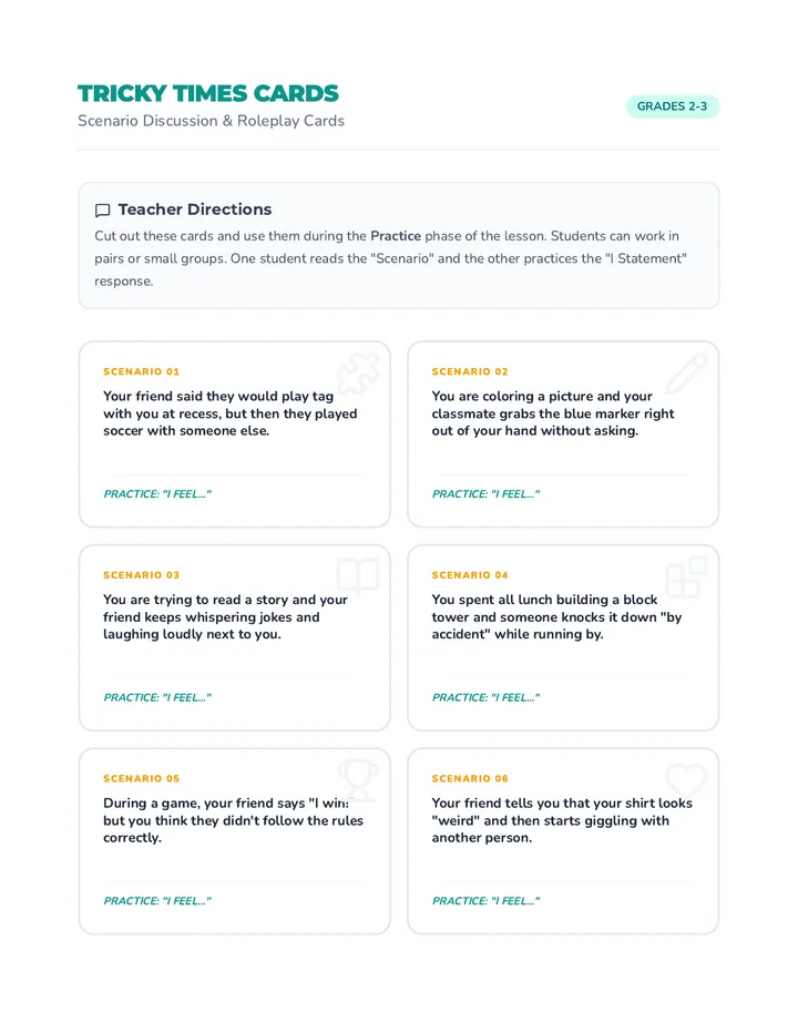 Tricky Times Discussion Cards