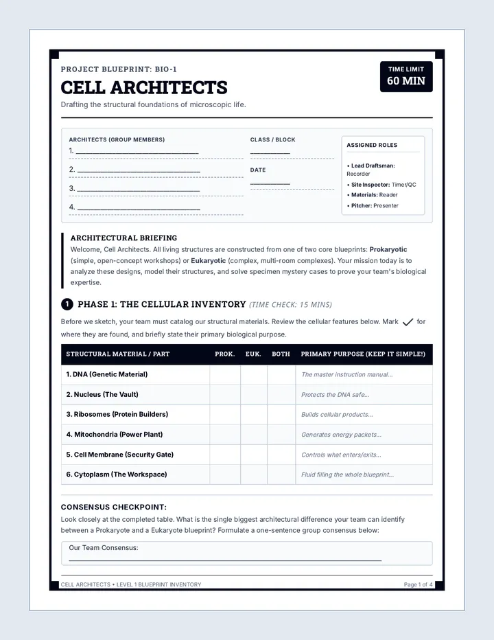 Cell Architects Group Worksheet