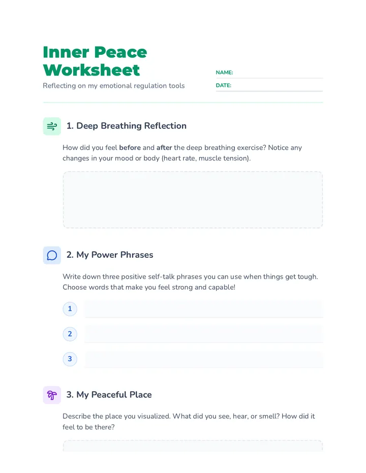 Inner Peace Worksheet
