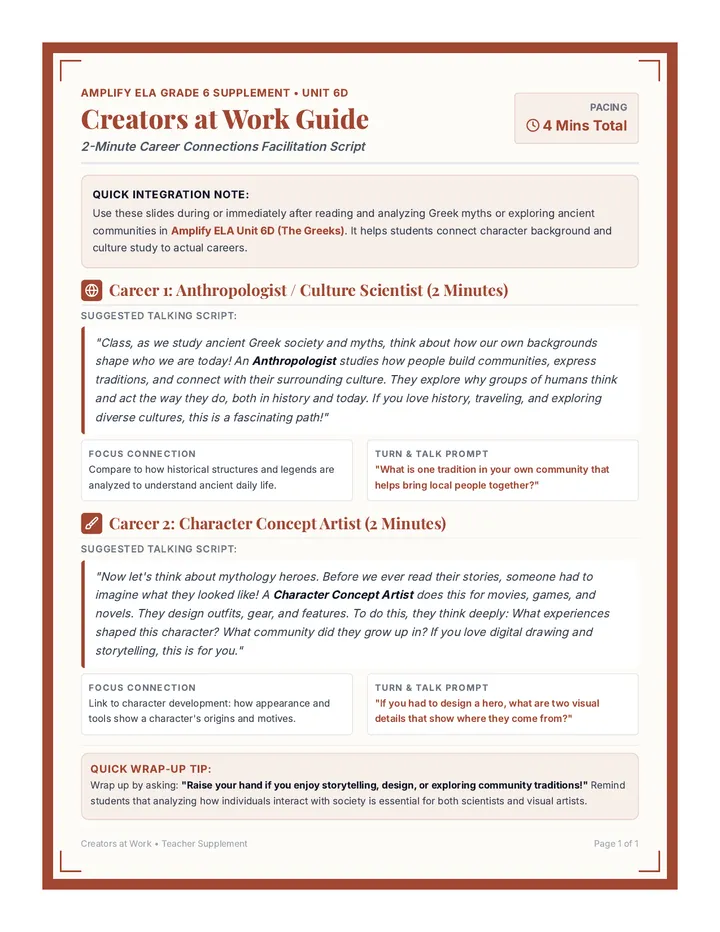 Creators at Work Teacher Guide