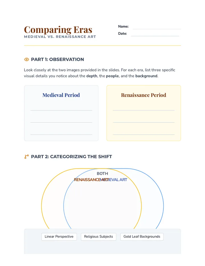 Art Comparison Worksheet