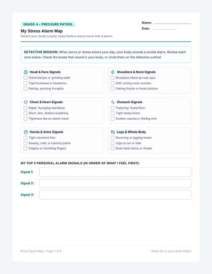 Body Signal Map Worksheet