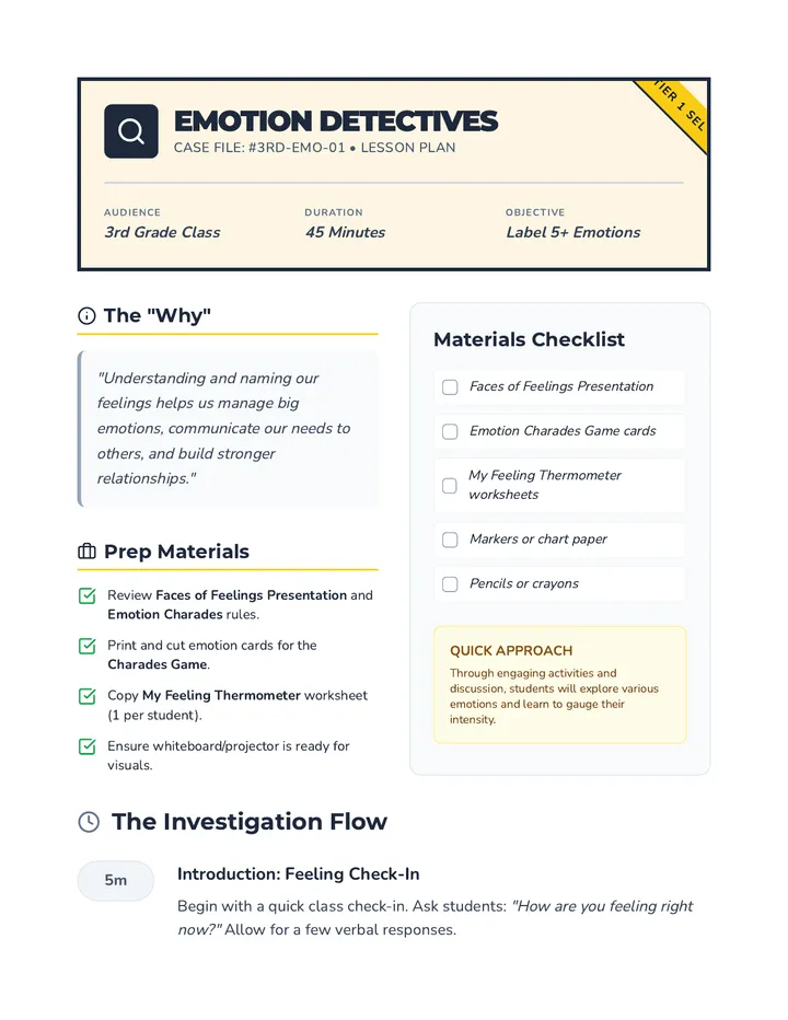 Emotion Detectives Lesson Plan