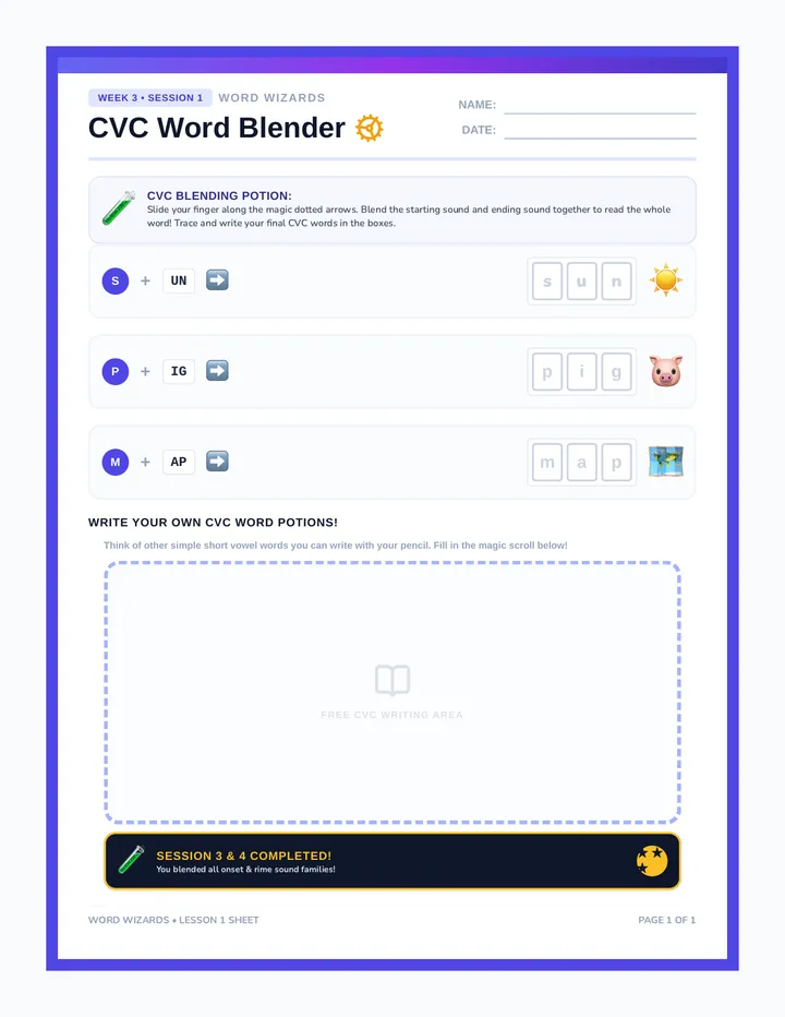 CVC Blending Worksheet