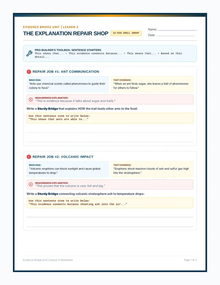 Why Connection Worksheet