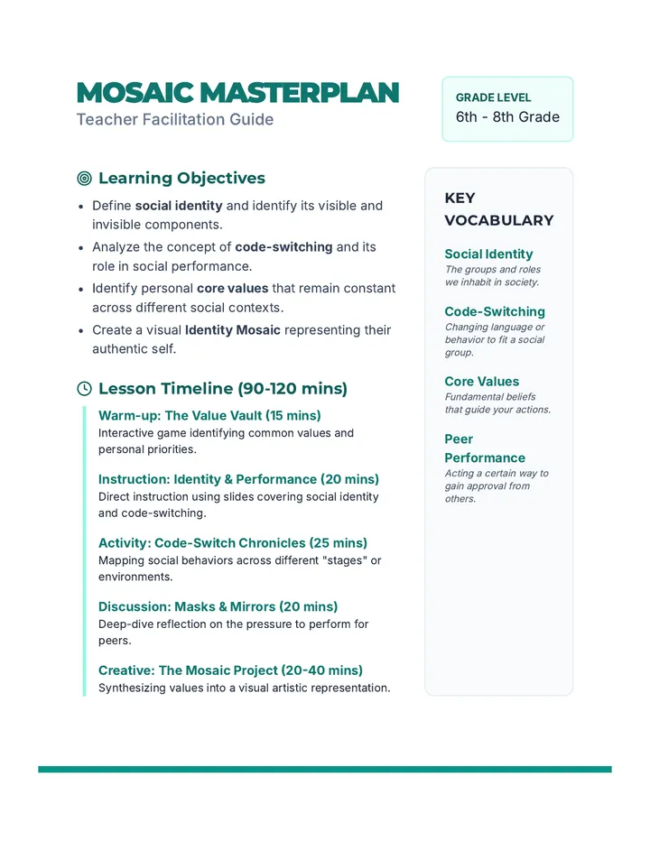 Mosaic Masterplan Teacher Guide