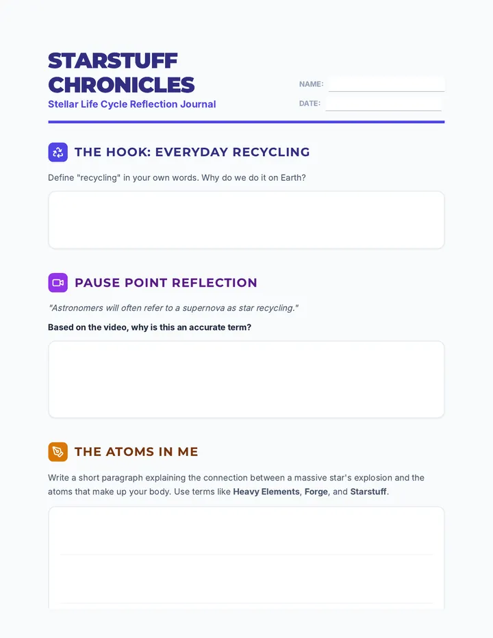 Starstuff Chronicles Worksheet