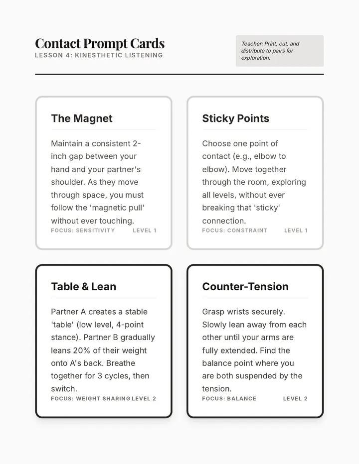 Contact Improvisation Cards