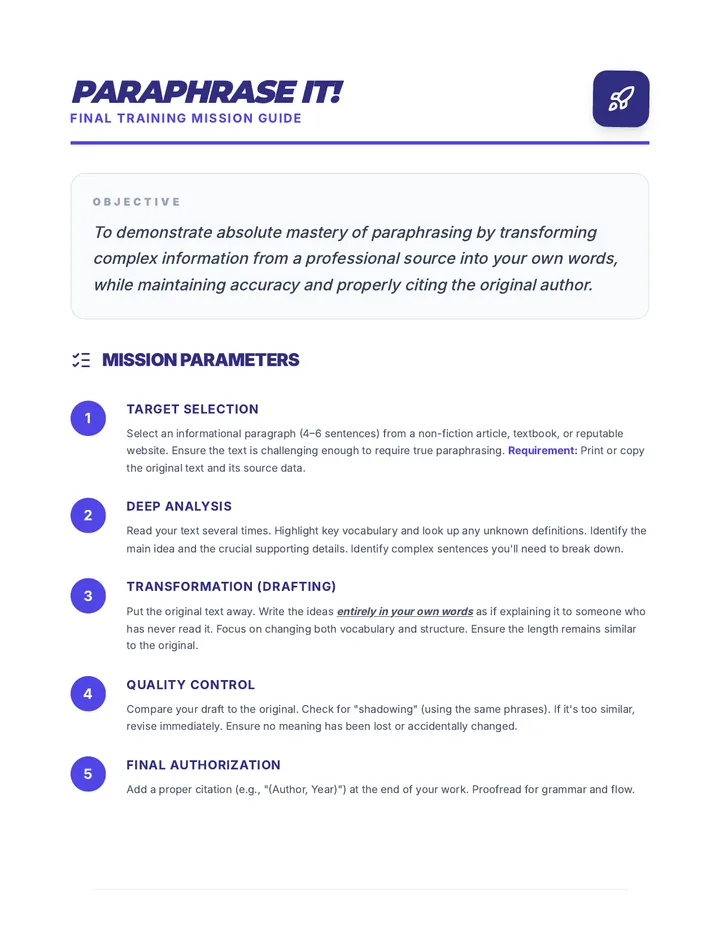 Paraphrase It Project Guide