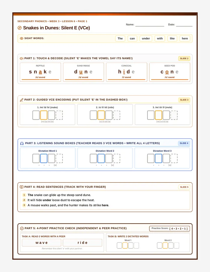 Dune Snakes Activity Sheet