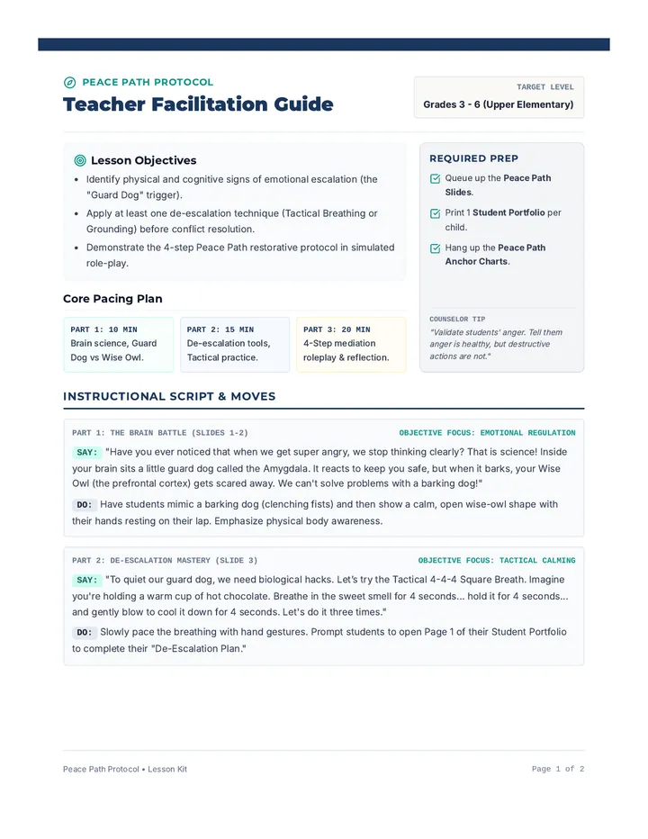Peace Keeper Teacher Guide