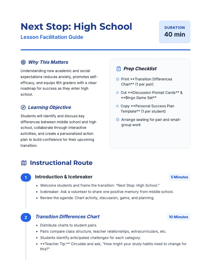 Next Stop Lesson Plan
