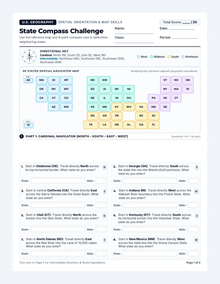 State Compass Worksheet