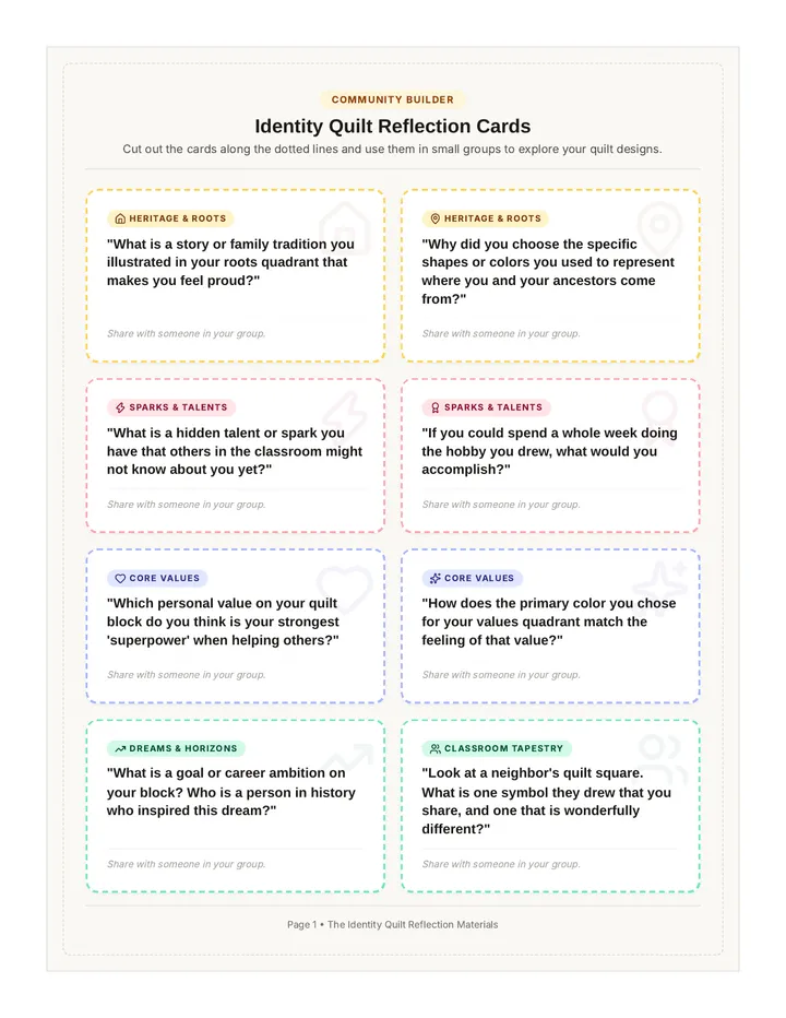 Identity Quilt Discussion Cards