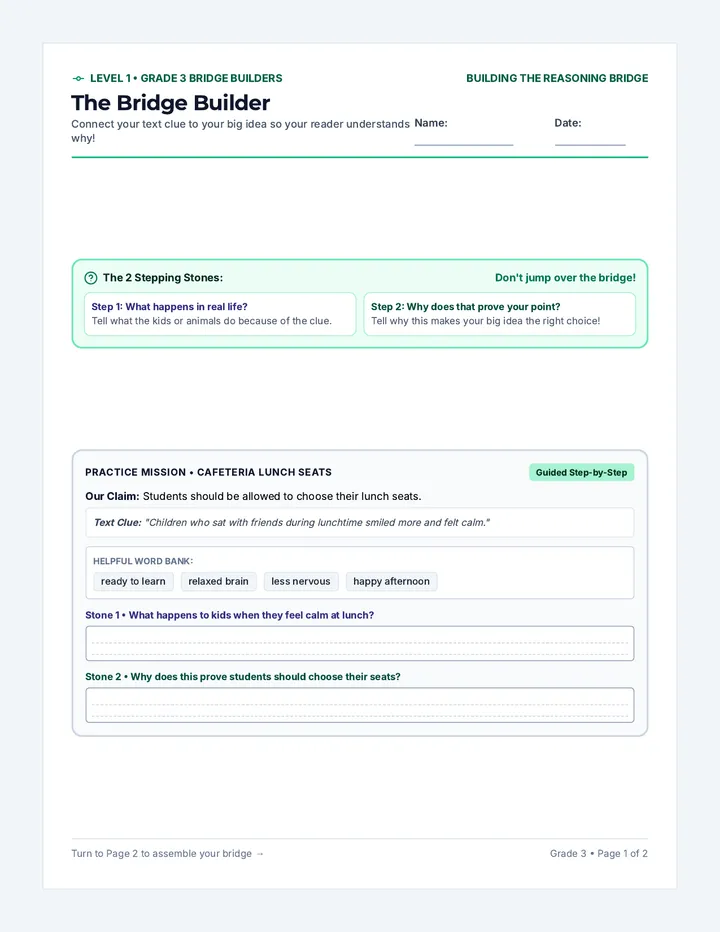 Grade 3 Bridge Worksheet