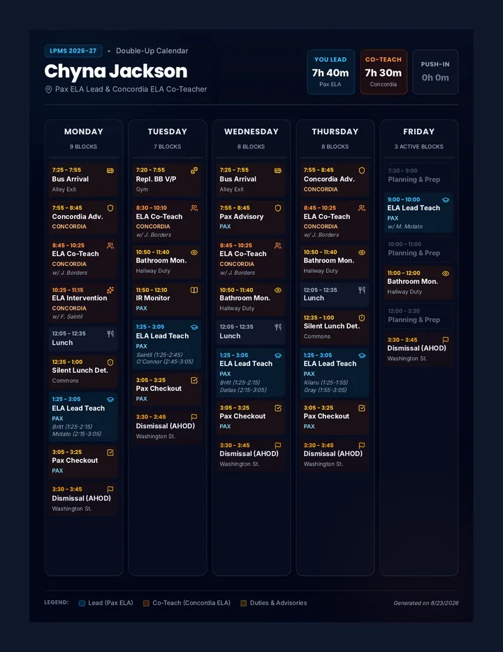 Jackson Master Schedule Poster