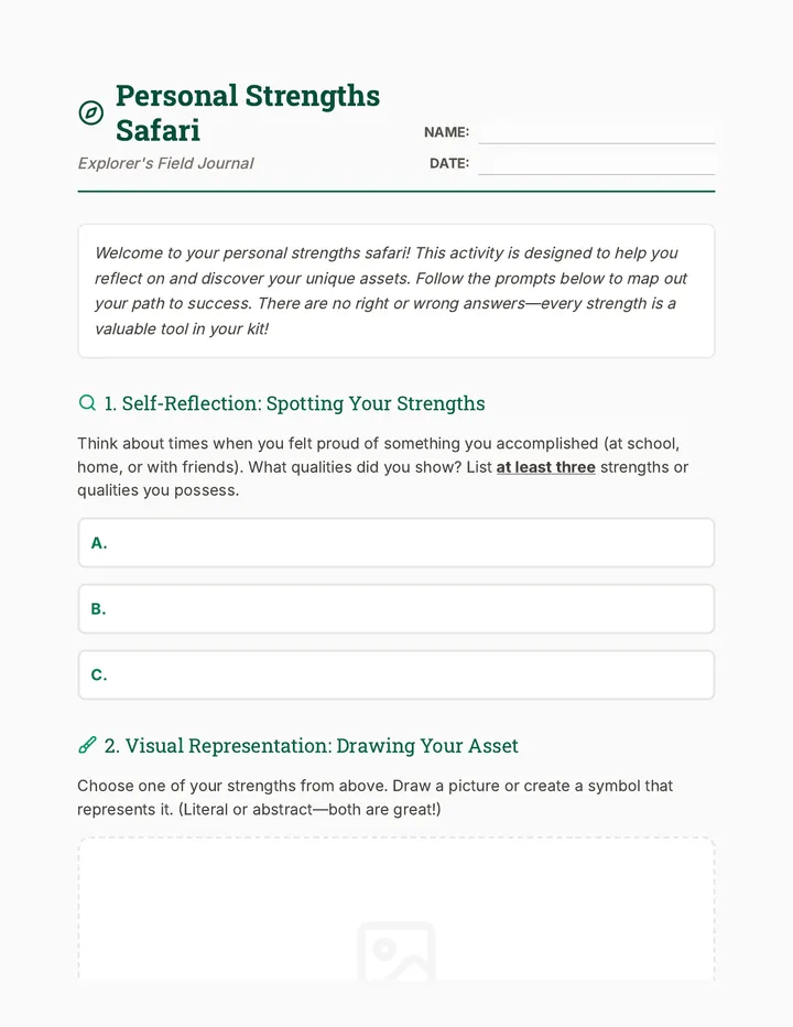 Personal Strengths Activity Worksheet