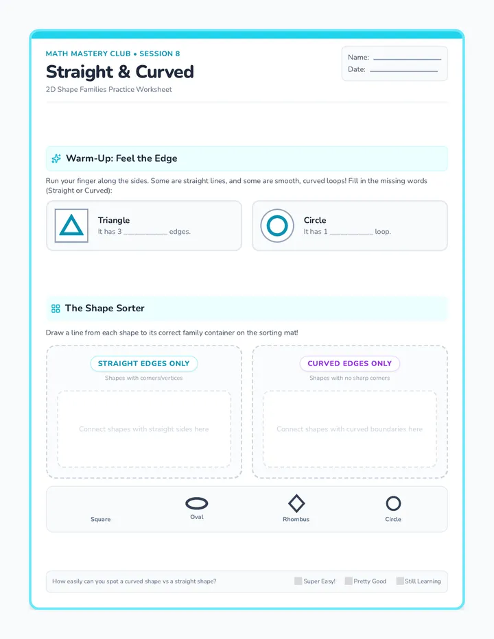 Straight and Curved Worksheet