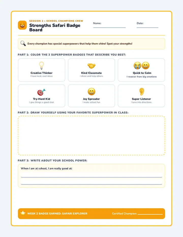 Strengths Safari Activity Sheet
