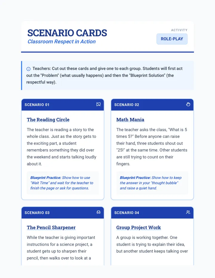 Respect Scenario Cards