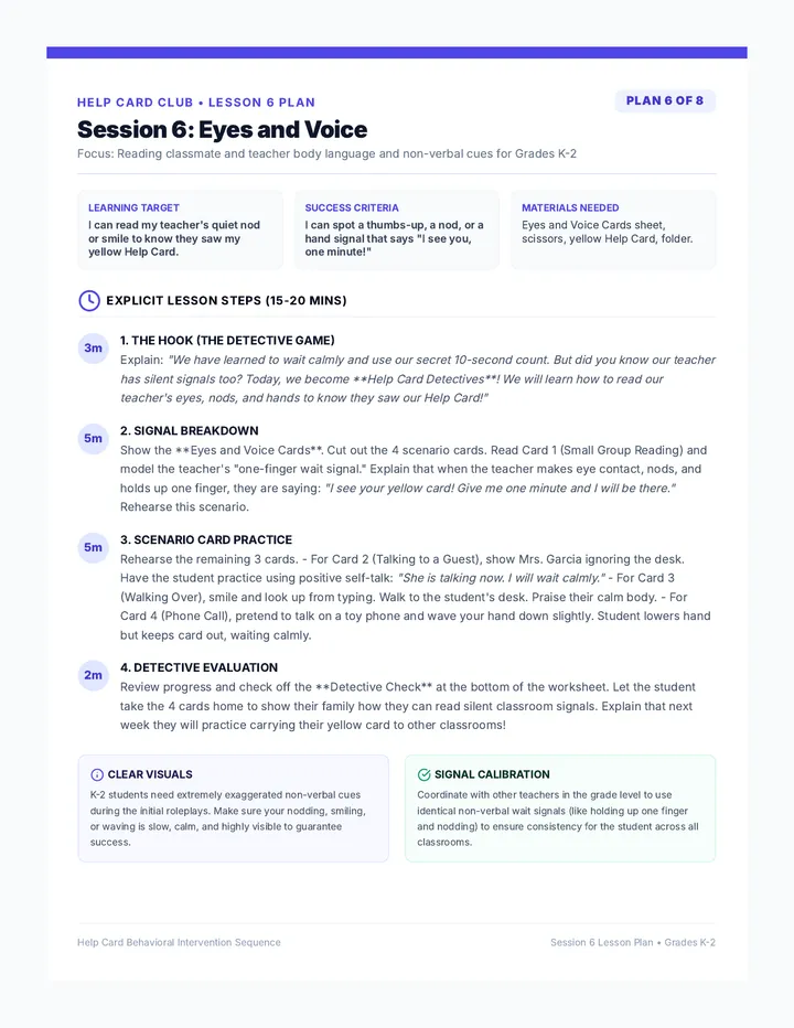 Eyes and Voice Lesson Plan