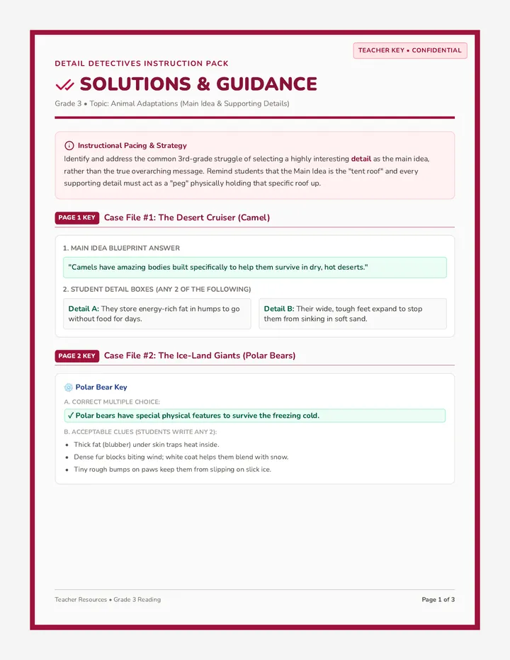 Detail Detectives Answer Key