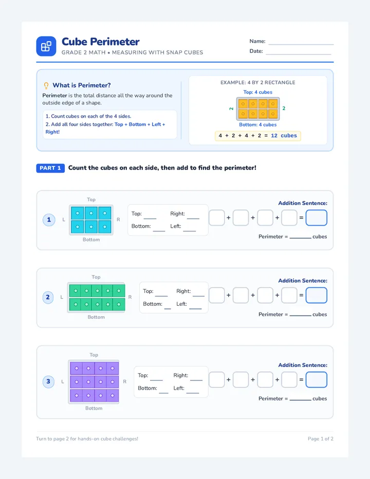 Cube Perimeter Worksheet