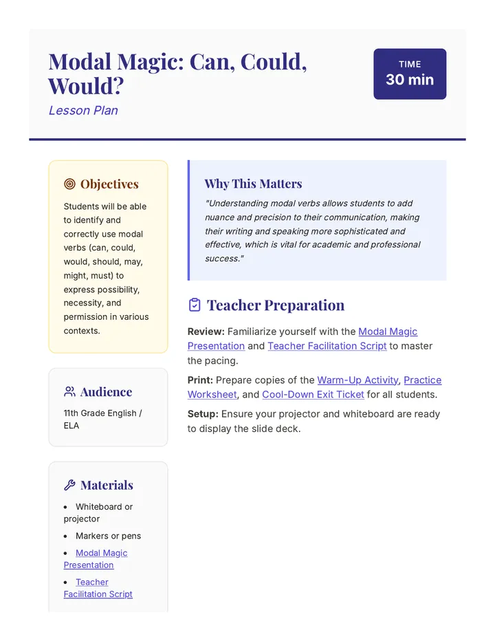 Modal Magic Lesson Plan