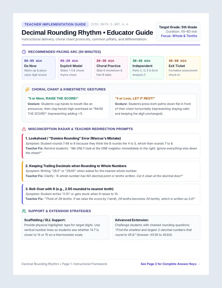 Decimal Rounding Teacher Guide