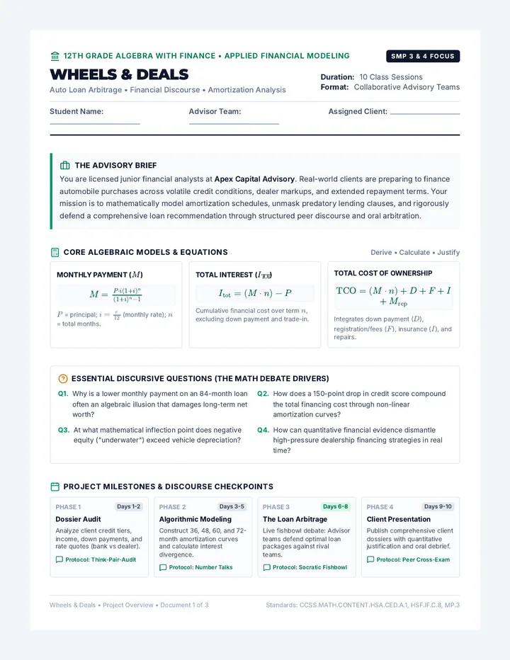 Wheels and Deals Project Outline
