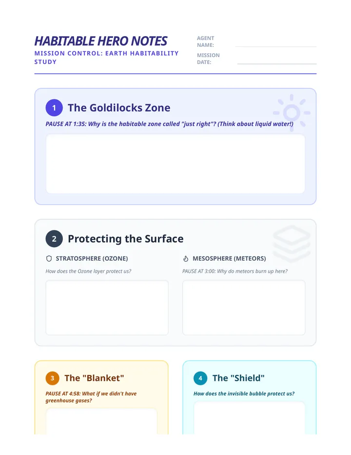 Habitable Hero Worksheet