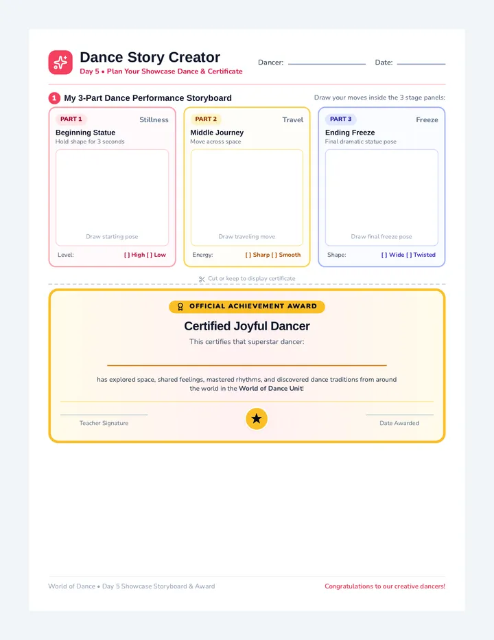 Dance Story Creator Sheet